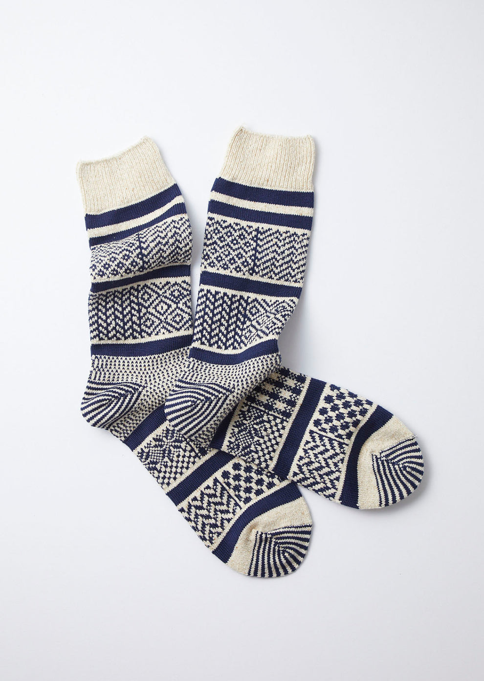 Multi Jacquard Socks Ivory/Navy