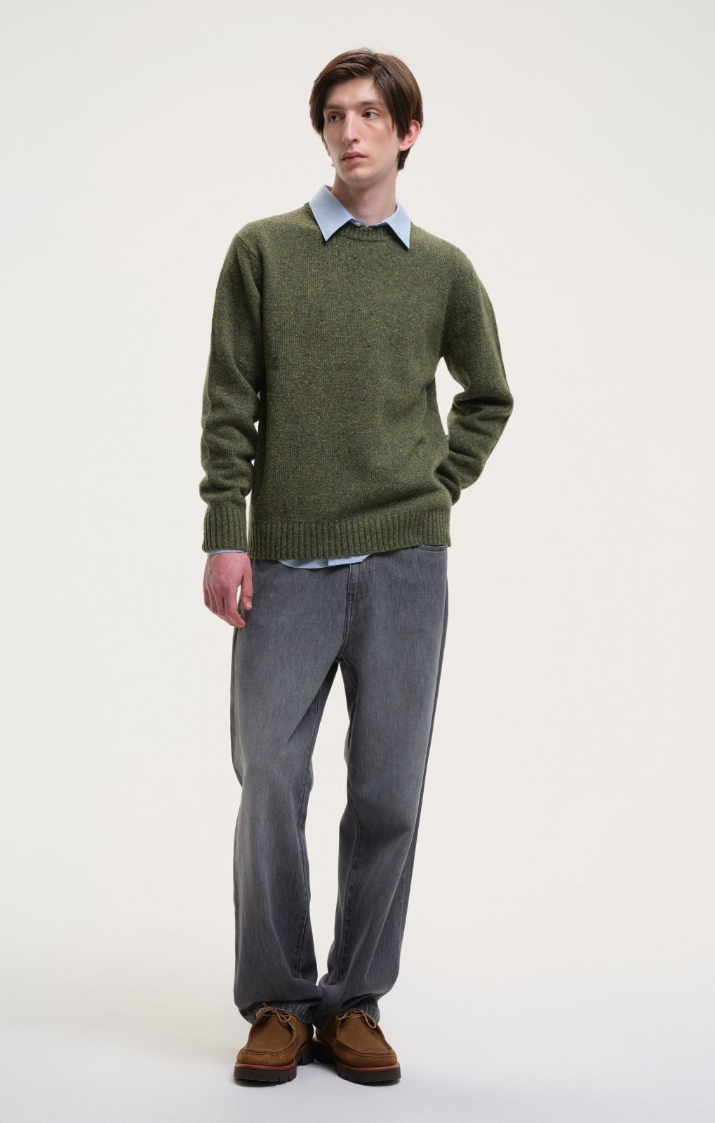 Starry Night Green Speckled Crew Knit