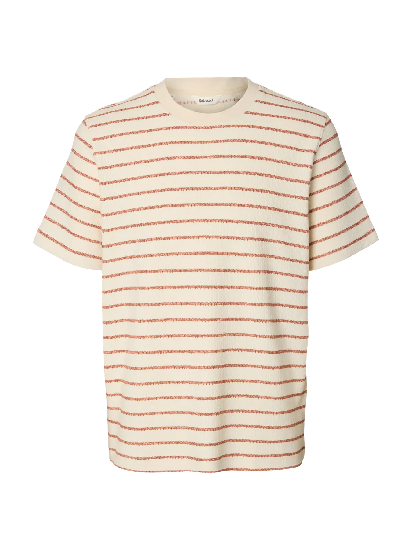Django Stripe SS O Neck Tee Potters Clay Birch