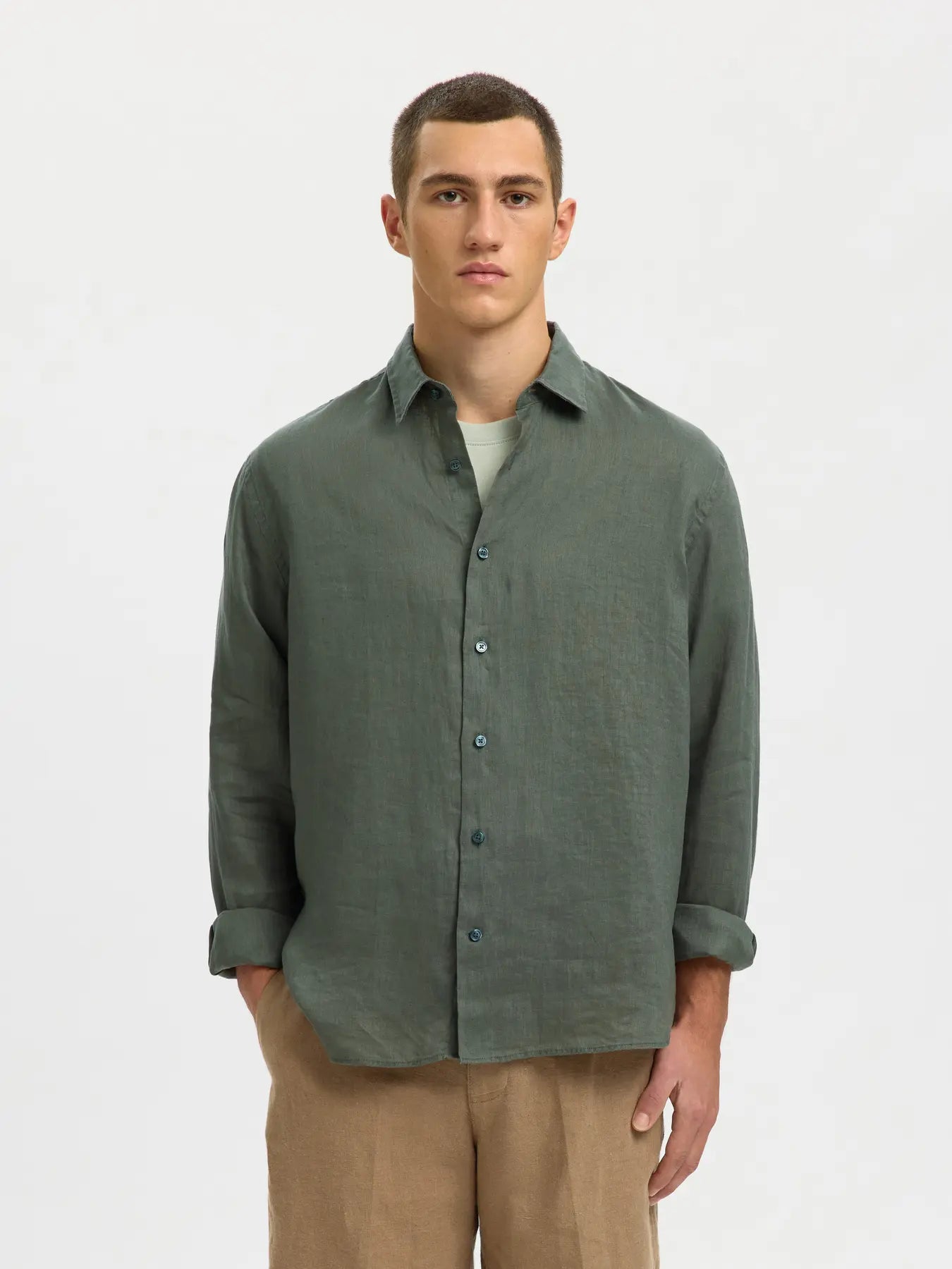 Regkylian Linen LS Shirt Balsam Green