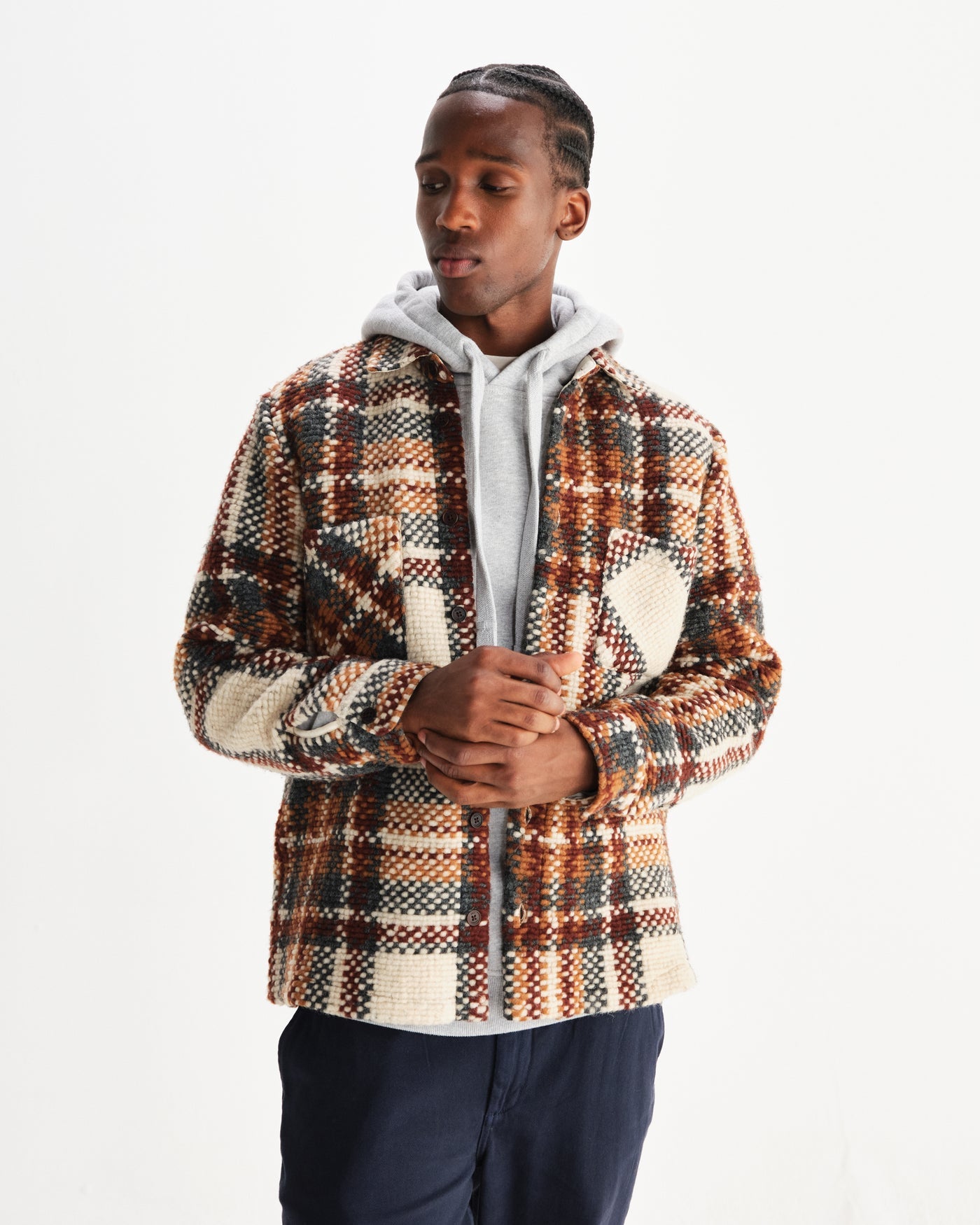 Whiting Overshirt Wool Blend Bobble Ecru/Multi