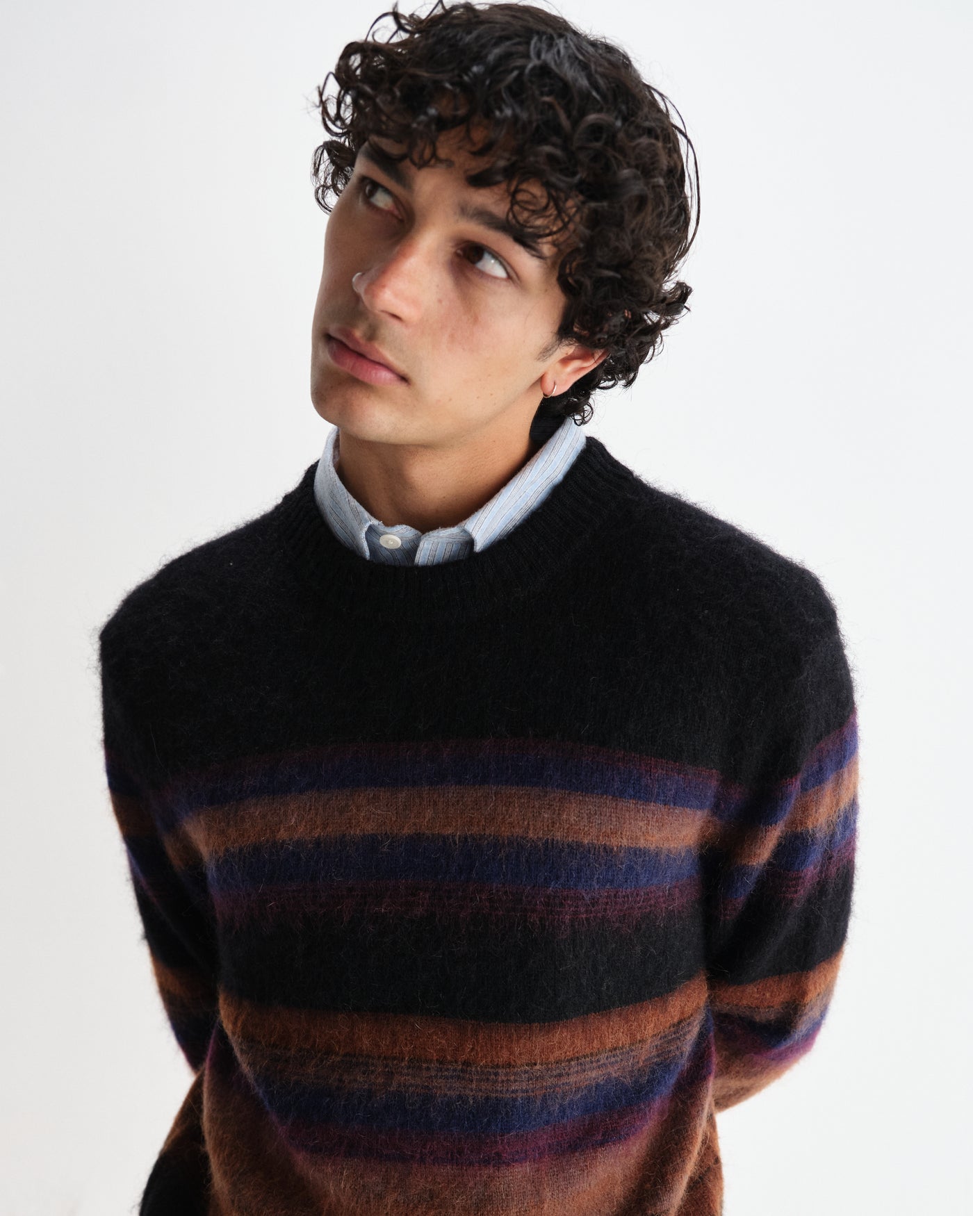 Wilde Crew Brush Stripe Black/Dark Multi