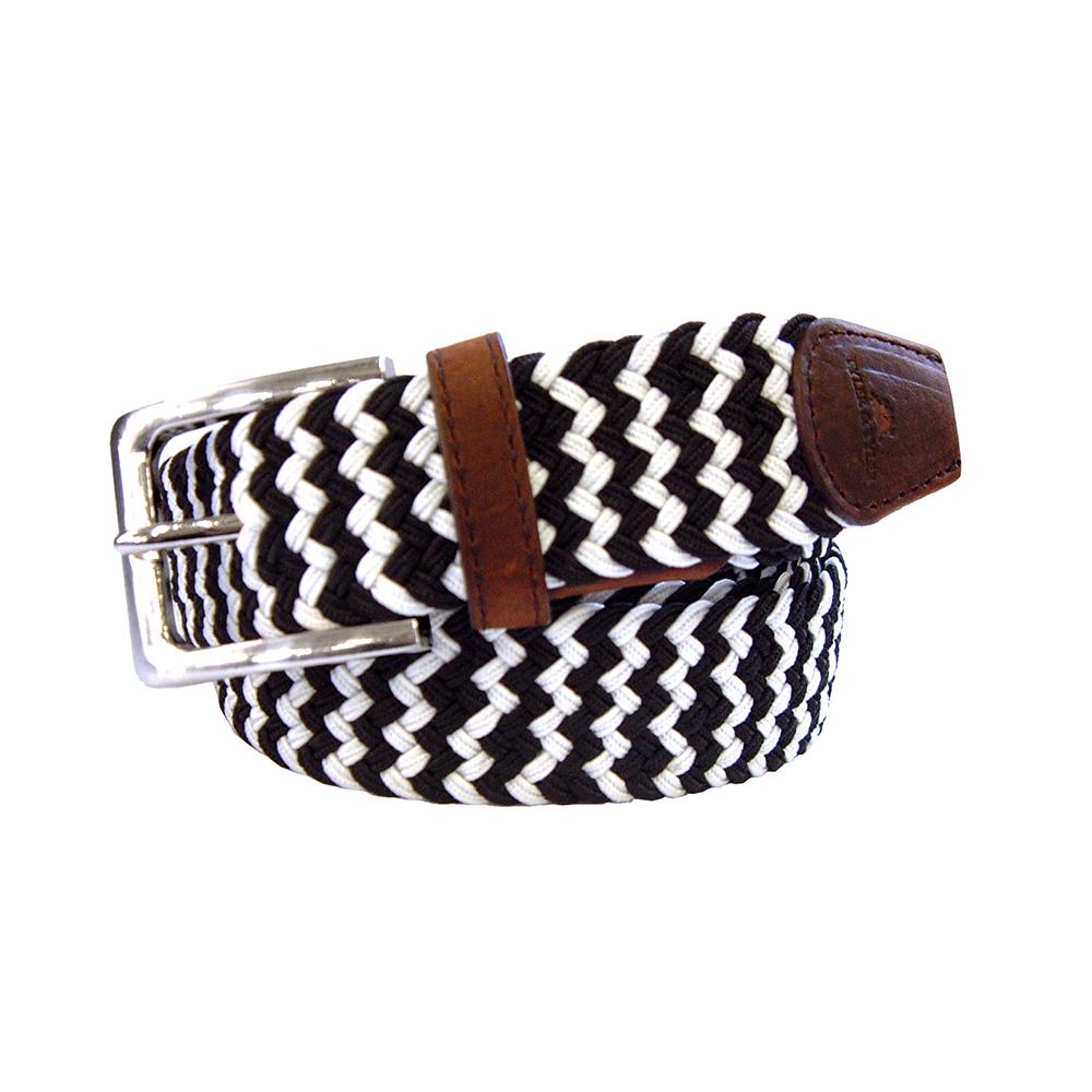 Black and White Zig Zag Woven Belt