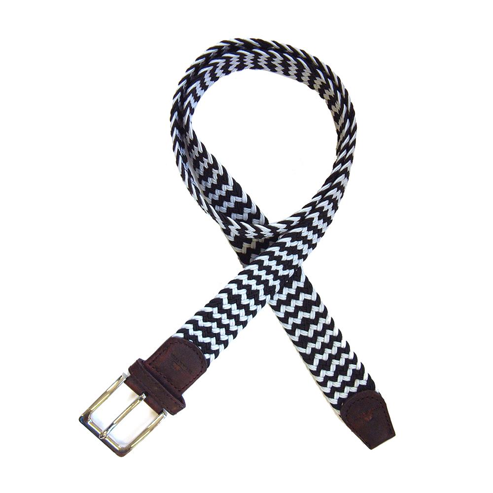 Black and White Zig Zag Woven Belt